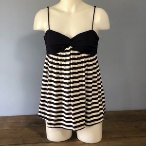 Navy blue and white Flowy Top